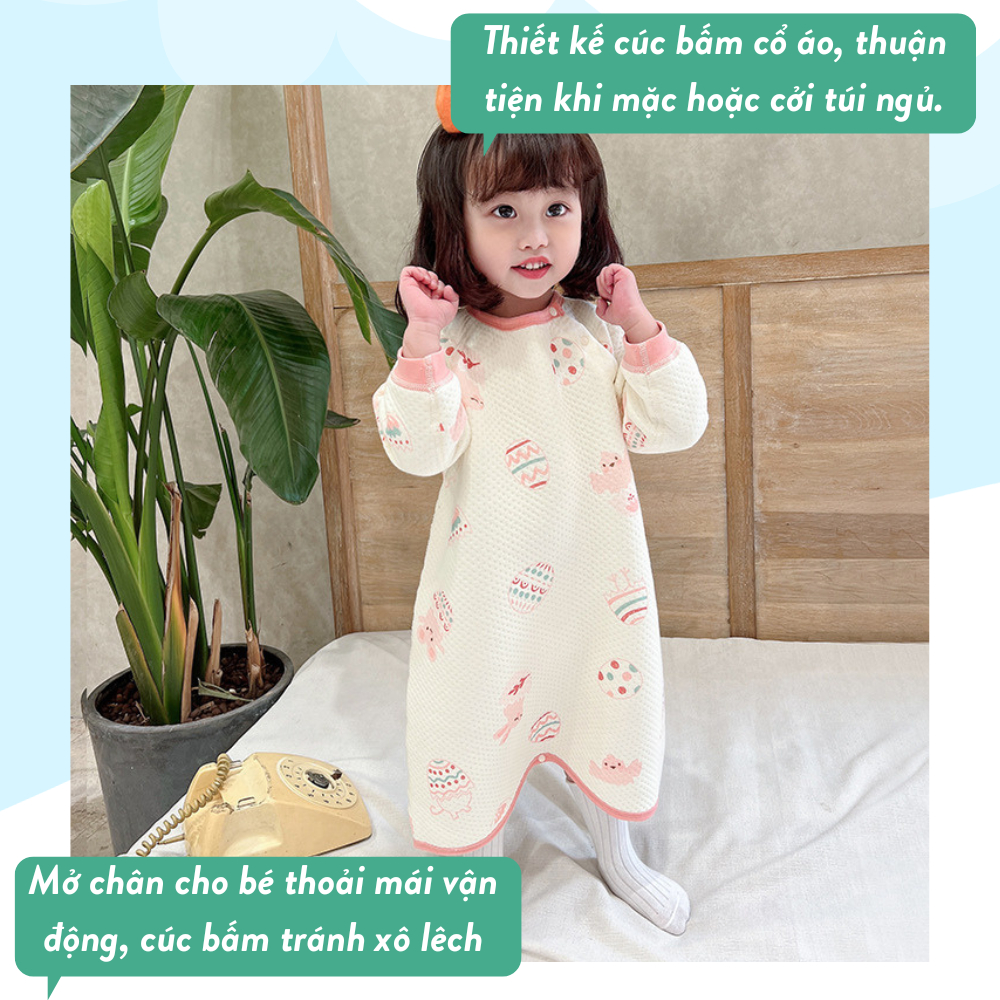 Túi Ngủ Cho Bé Thu Đông Cotton Trần Bông Mềm Nhẹ 2023