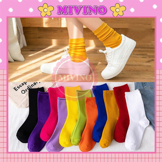 Tất nhún cổ cao Mivino vớ nữ nhiều màu style Hàn Quốc dễ thương TN11