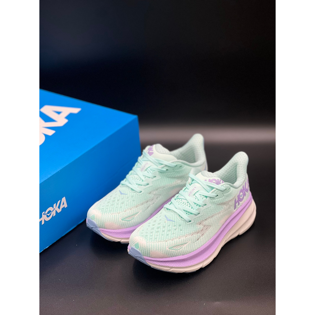 Giày Thể Thao Chạy Bộ H0ka Clifton 9 Xanh lá Nữ Chính Hãng Full Box + Tặng Kèm Vớ