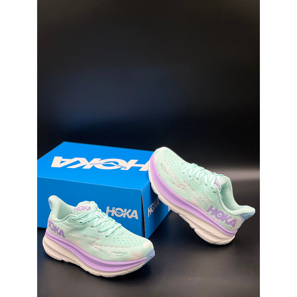 Giày Thể Thao Chạy Bộ H0ka Clifton 9 Xanh lá Nữ Chính Hãng Full Box + Tặng Kèm Vớ