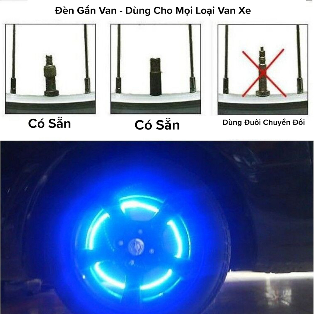 Đèn Gắn Van Xe Đạp – Bộ 2 Chiếc Đèn LED Neon Gắn Van Xe Đạp Xe Máy Ô Tô Thể Thao Ngầu Lòi Chính Hãng Amalife