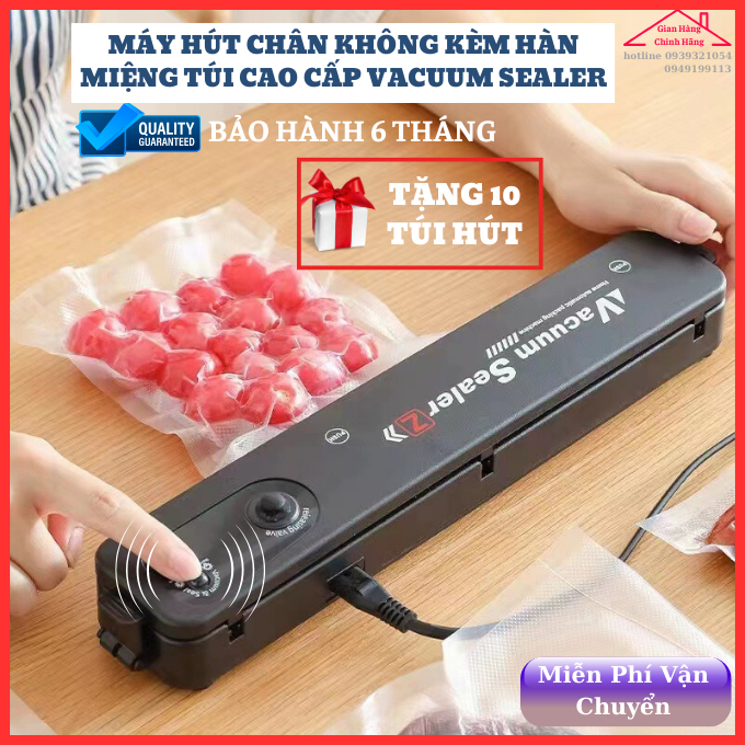Máy hút chân không thực phẩm VACUUM SEALER, Máy hút chân không mini kèm hàn miệng túi 40-250mm