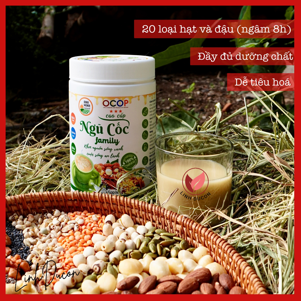 Bột ngũ cốc dinh dưỡng 20 loại hạt| Ngũ cốc bầu, lợi sữa, tăng giảm cân vitamin protein canxi -Linhducon | HTX Anh Minh