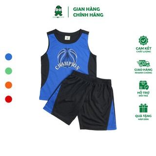 Bộ Quần Áo Bé Trai Sago Kids Thun Thể Thao Phối Sườn In Hình Bóng Rổ Mạnh Mẽ - 4 Màu