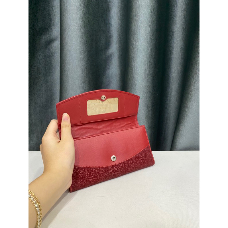 Ví dáng dài gập 3 si nhập Nhật da cá đuối Ý 2 mắt song hỷ