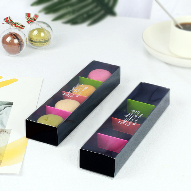 Hộp Đựng 4 Bánh Macaron Mica Trong Suốt Đế Giấy Trang Trọng - BOXMAC04P01