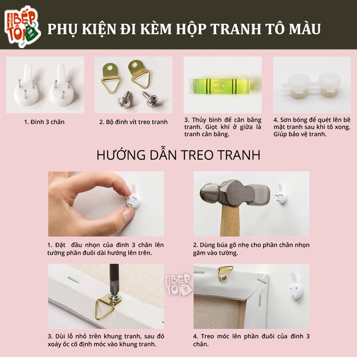 TRANH TÔ MÀU THEO SỐ HÓA PHẬT GIÁO,căng khung dày 2,5cm Khổ 40x50cm.