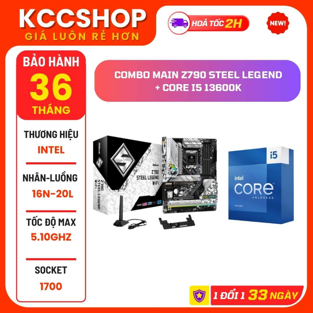 Combo CPU I5 13600K + I7 13700K + Mainboard ASROCK Z790 STEEL LEGEND WiFi  - BH 36 Tháng