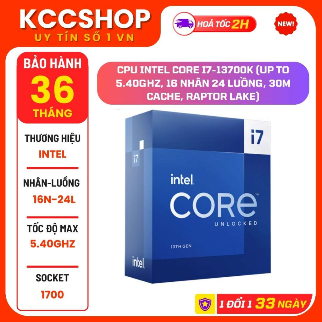 CPU Intel Core I5 13600K, I5 13600KF, I7 13700K Box - Bảo Hành 36 Tháng