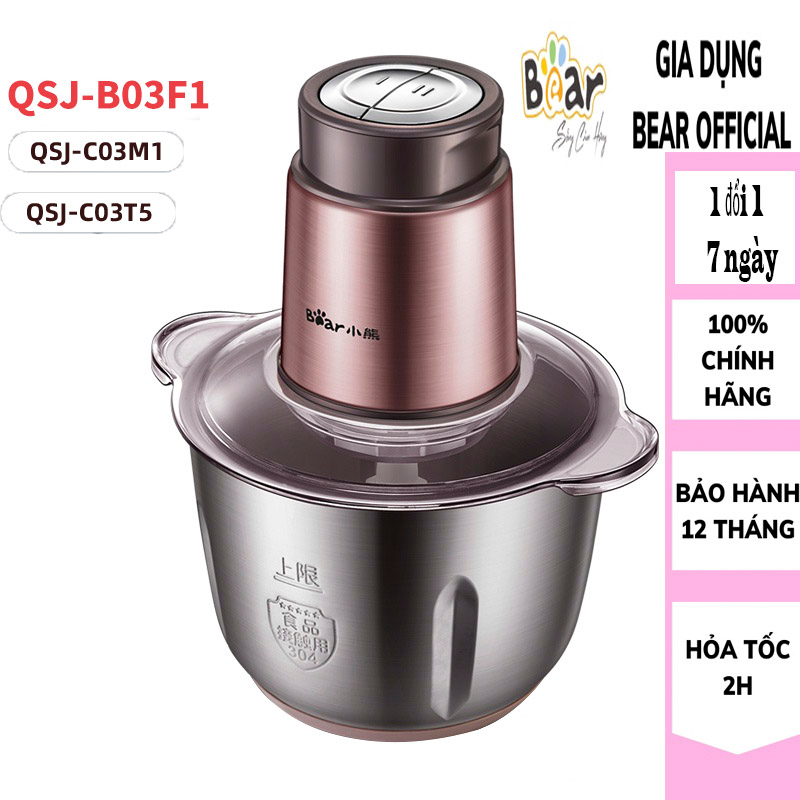 Máy XayThực Phẩm Đa Năng 2L Bear  QSJ-B03F1/C03M1/ C03T5 cối inox 304 -Chính Hãng - Bảo Hành 18 Tháng