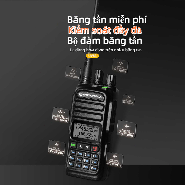 Bộ đàm Motorola 128CH Marine U/V Dual Frequency FM Đài phát thanh hai chiều 15KM