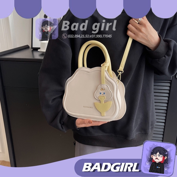 Túi Xách Nữ [Freeship] Túi Xách Nữ Đeo Vai Xinh Vai Nữ Kem Hoa Văn Cloud Dễ Thương Phong Thái Korea Bd7810