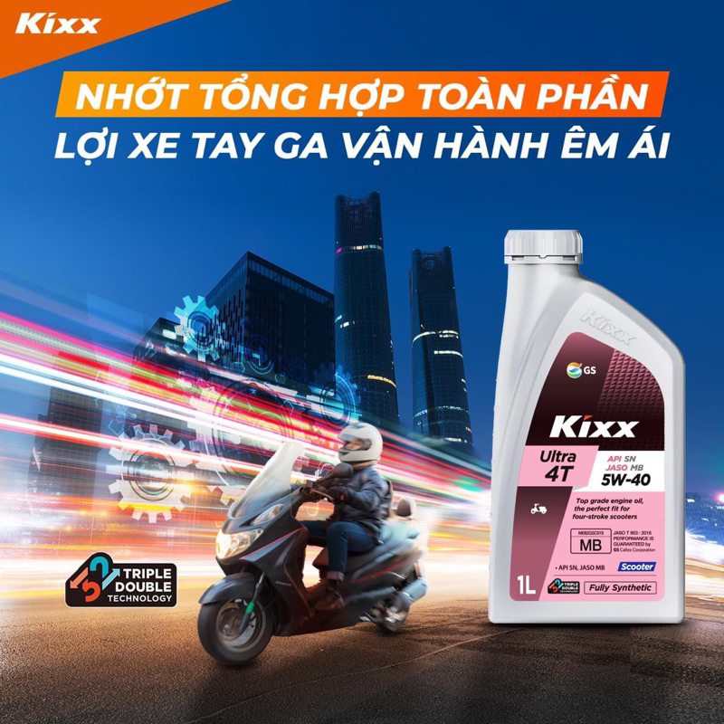 Nhớt Kixx Ultra Scooter 5W40 Tổng Hợp 100% Cho Xe Tay Ga Cao Cấp 0.8L