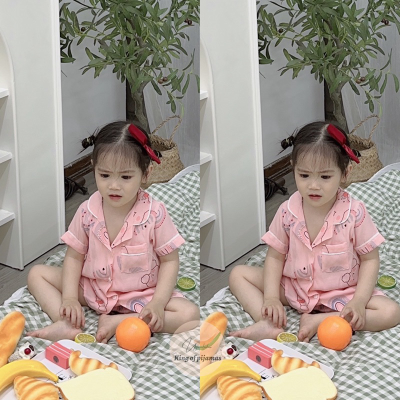 Bộ pijama cho bé chất đũi lạnh siêu mát mùa hè 2023 hàng xuất phần 2 bộ đồ bé trai bộ đồ bé gái