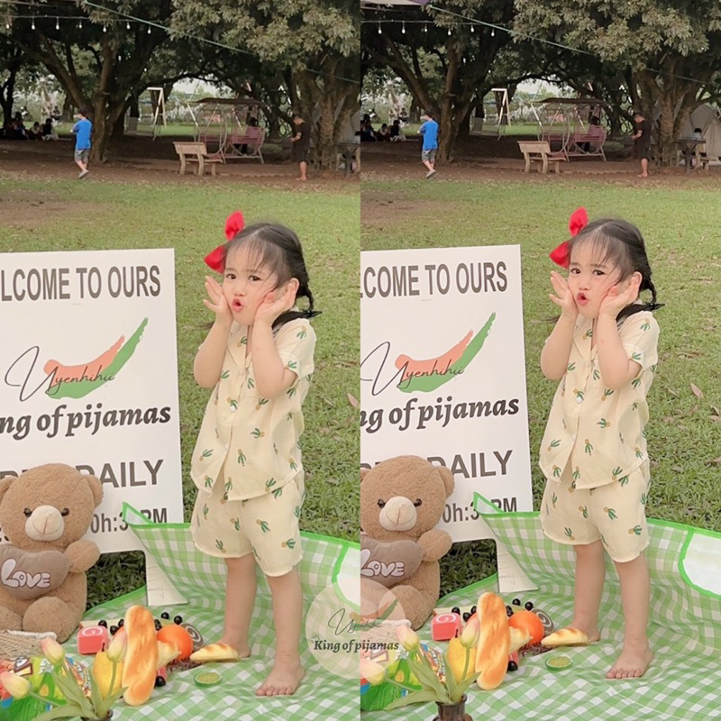 Bộ pijama cho bé chất đũi lạnh siêu mát mùa hè 2023 hàng xuất phần 2 bộ đồ bé trai bộ đồ bé gái