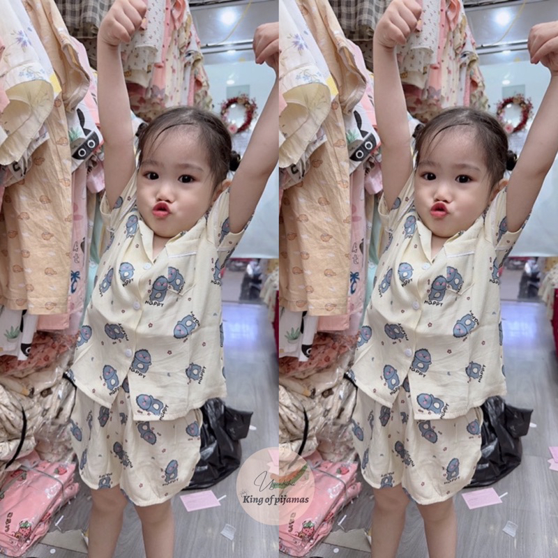 Bộ pijama cho bé chất đũi lạnh siêu mát mùa hè 2023 hàng xuất phần 2 bộ đồ bé trai bộ đồ bé gái