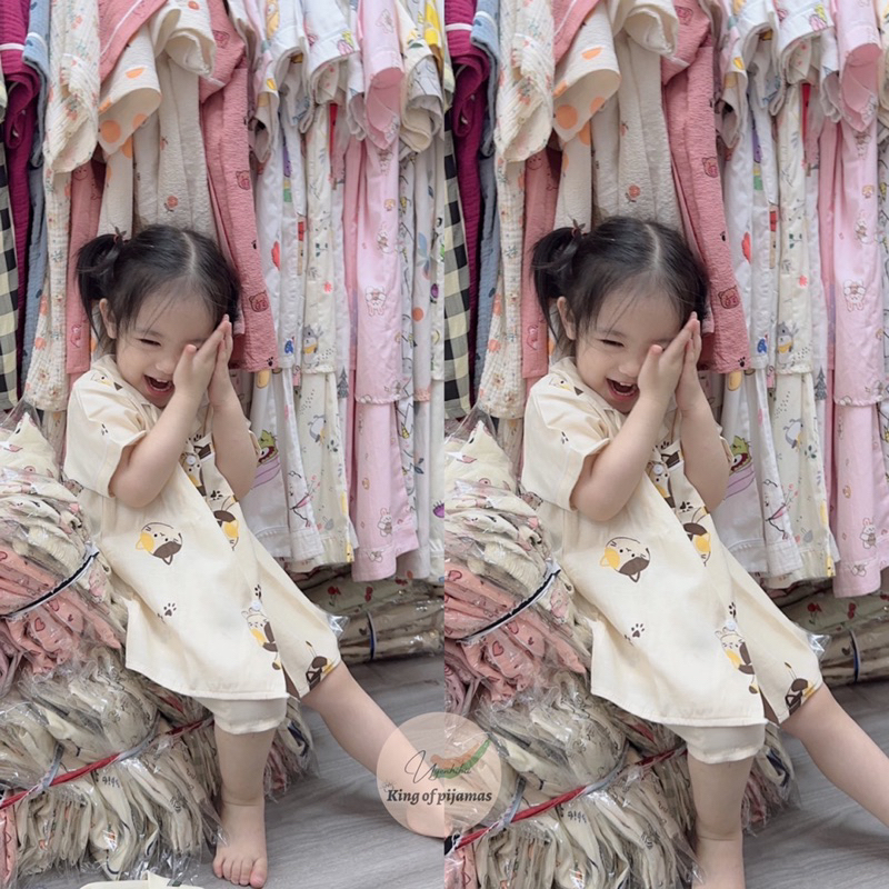 Bộ pijama cho bé chất đũi lạnh siêu mát mùa hè 2023 hàng xuất phần 2 bộ đồ bé trai bộ đồ bé gái