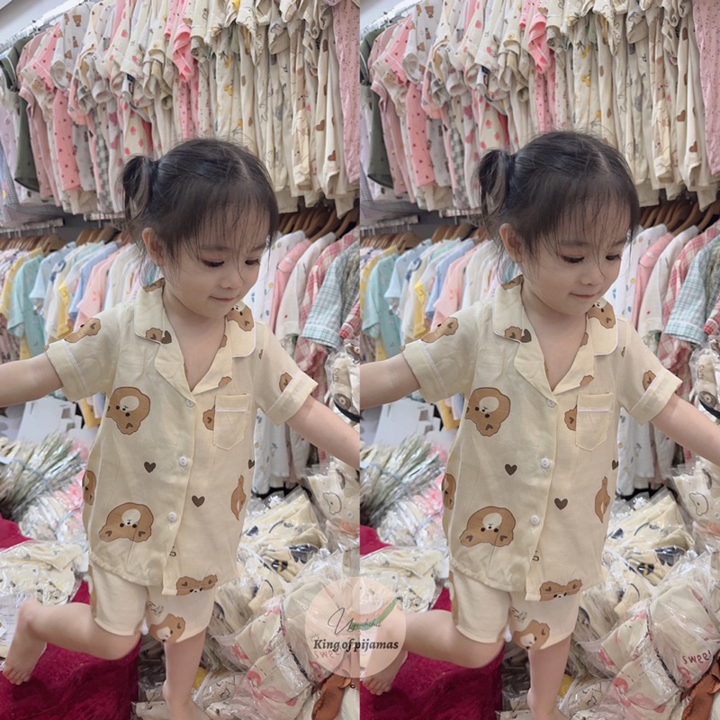 Bộ pijama cho bé chất đũi lạnh siêu mát mùa hè 2023 hàng xuất phần 2 bộ đồ bé trai bộ đồ bé gái