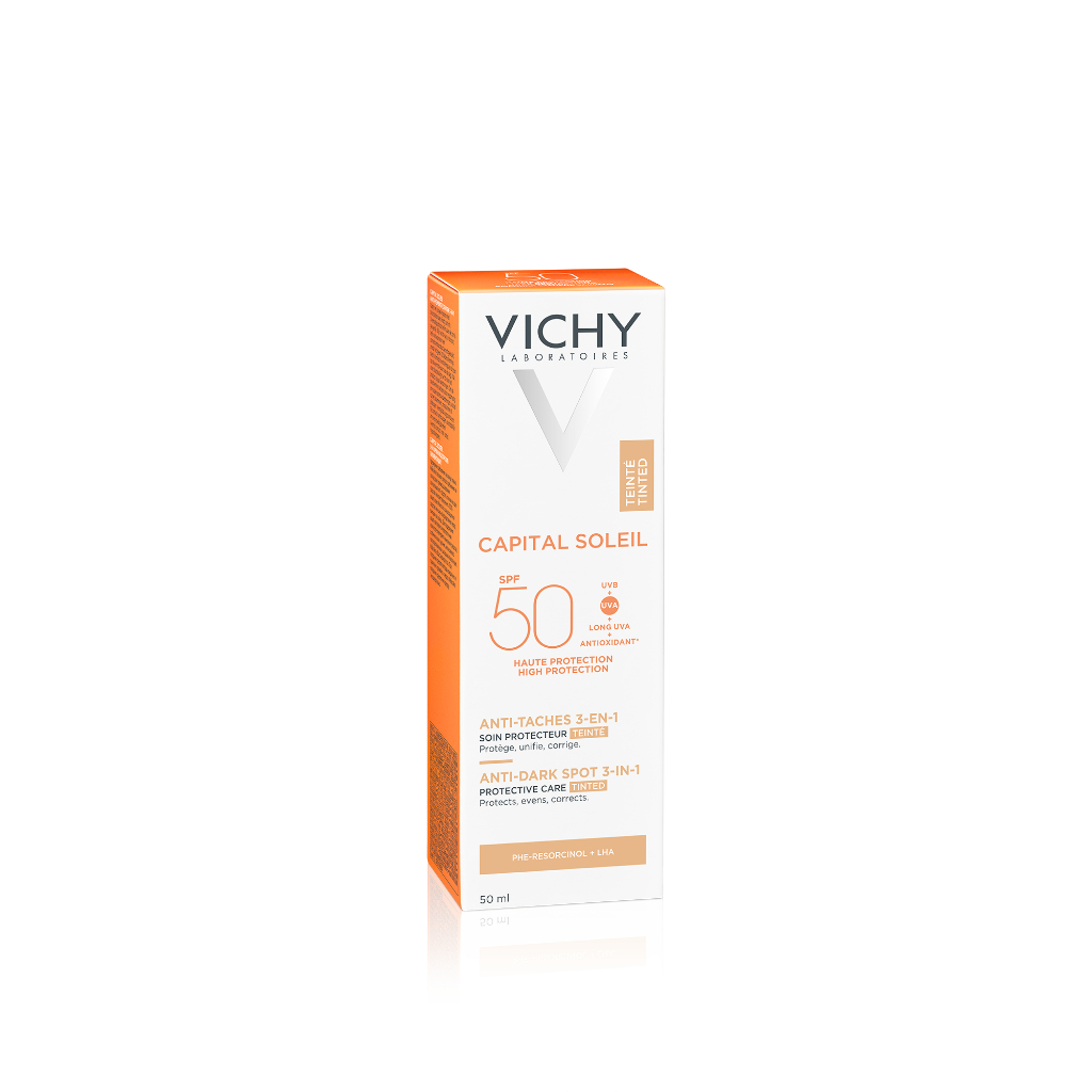 Kem chống nắng giảm thâm nám SPF50 Vichy Capital Soleil UVB+UVA Anti DarkSpot 3in1 50ml