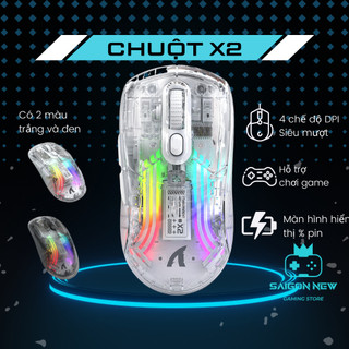  Chuột Gaming Không dây X2 PRO - LED RGB nhiều màu - Thiết kế trong suốt lạ mắt -Tương Thích Máy Tính 