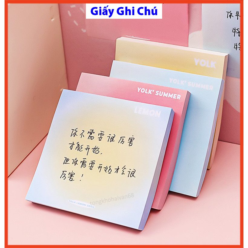 Giấy g hi chú 50 tờ, set giấy no te dễ thương phong cách cá tính nhiều màu sắc lựa chọn