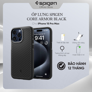 Ốp lưng cho iphone 15 pro max/ 15 pro/ 15 plus/ 15 spigen core armor matte black - hàng chính hãng
