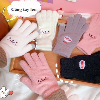 Găng tay mùa đông, găng tay len cute, găng tay nữ lớn mùa đông, găng tay len dùng điện thoại cảm ứng