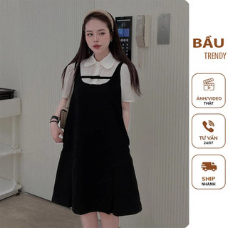 VÁY ĐẦM CÔNG SỞ MÙA HÈ V405-ĐẦM BẦU DÁNG SUÔNG PHỐI CỔ SEN TRẮNG SANG CHẢNH MẶC ĐI LÀM, TIỆC, CHƠI FRESIZE