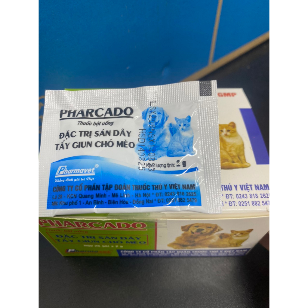 2- 5 gói Pharcado Sản phẩm tẩy giun cho thú cưng. Mã TY9