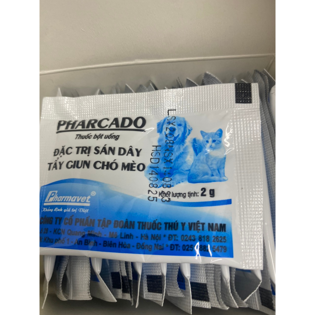 2- 5 gói Pharcado Sản phẩm tẩy giun cho thú cưng. Mã TY9