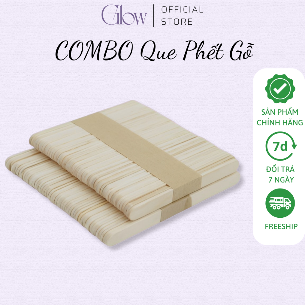 Combo 4 Que Gỗ Bôi Sáp GLOW WAXING Size Lớn  Chuyên Dùng Phết Sáp Wax Lông