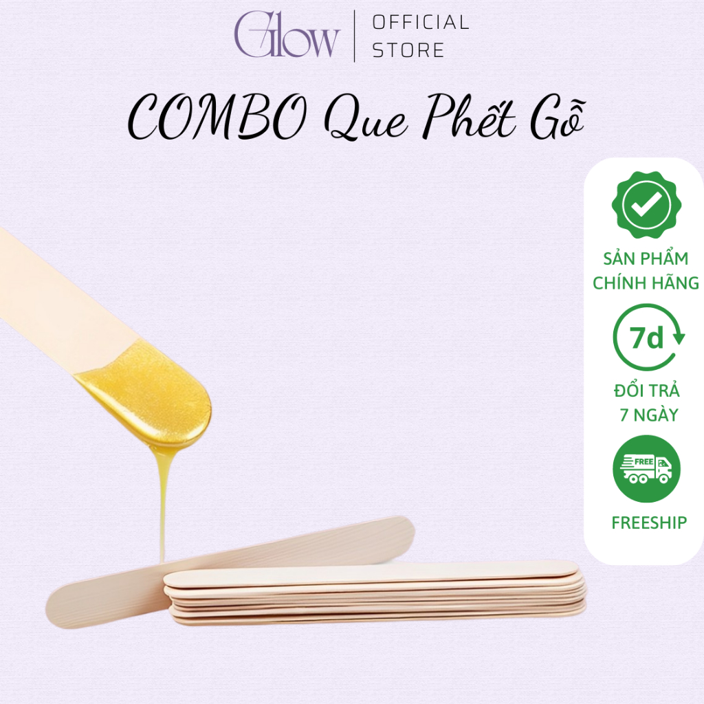 Combo 4 Que Gỗ Bôi Sáp GLOW WAXING Size Lớn  Chuyên Dùng Phết Sáp Wax Lông