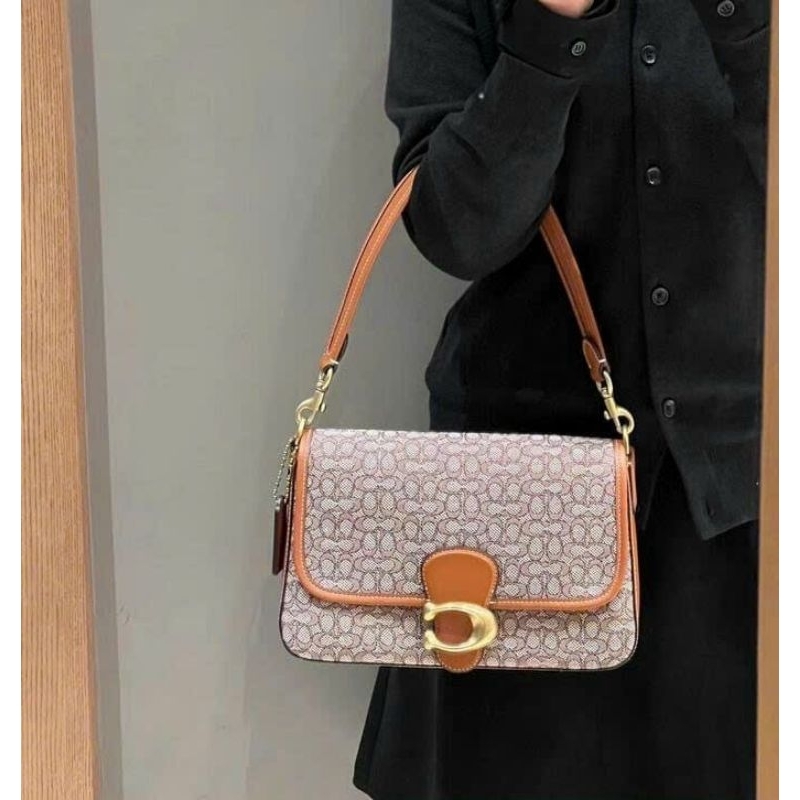 COACH® | Soft Tabby Shoulder Bag In Micro Signature Jacquard ✨kẹp nách siêu sang