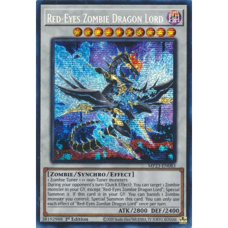 Thẻ bài Red-Eyes Zombie Dragon Lord - MP23-EN083 - Prismatic Secret Rare 1st Edition