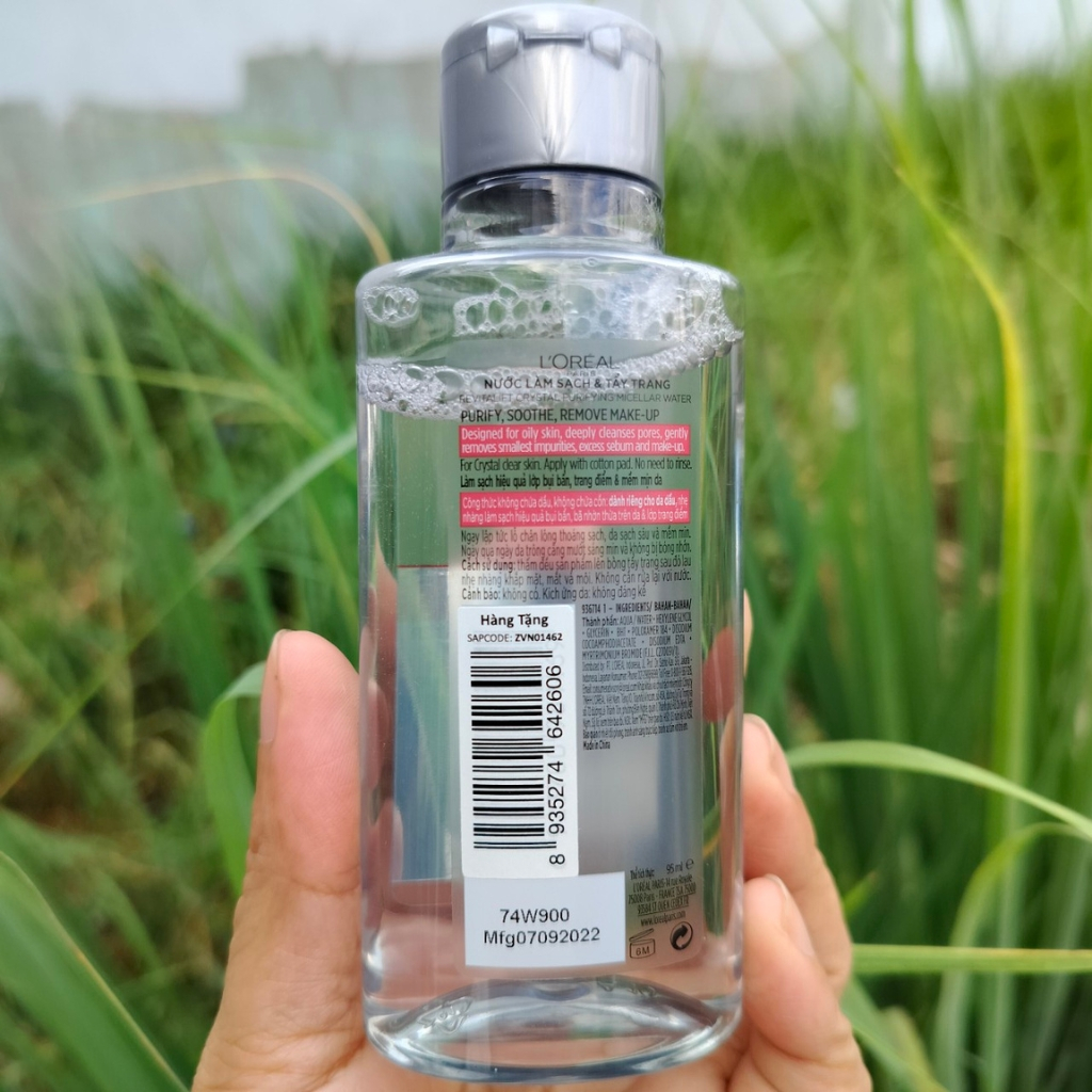 Nước Tẩy Trang LOréal Paris Dành Cho Da Dầu 95ml Revitalift Crystal Purifying Micellar Water- Hàng Tặng