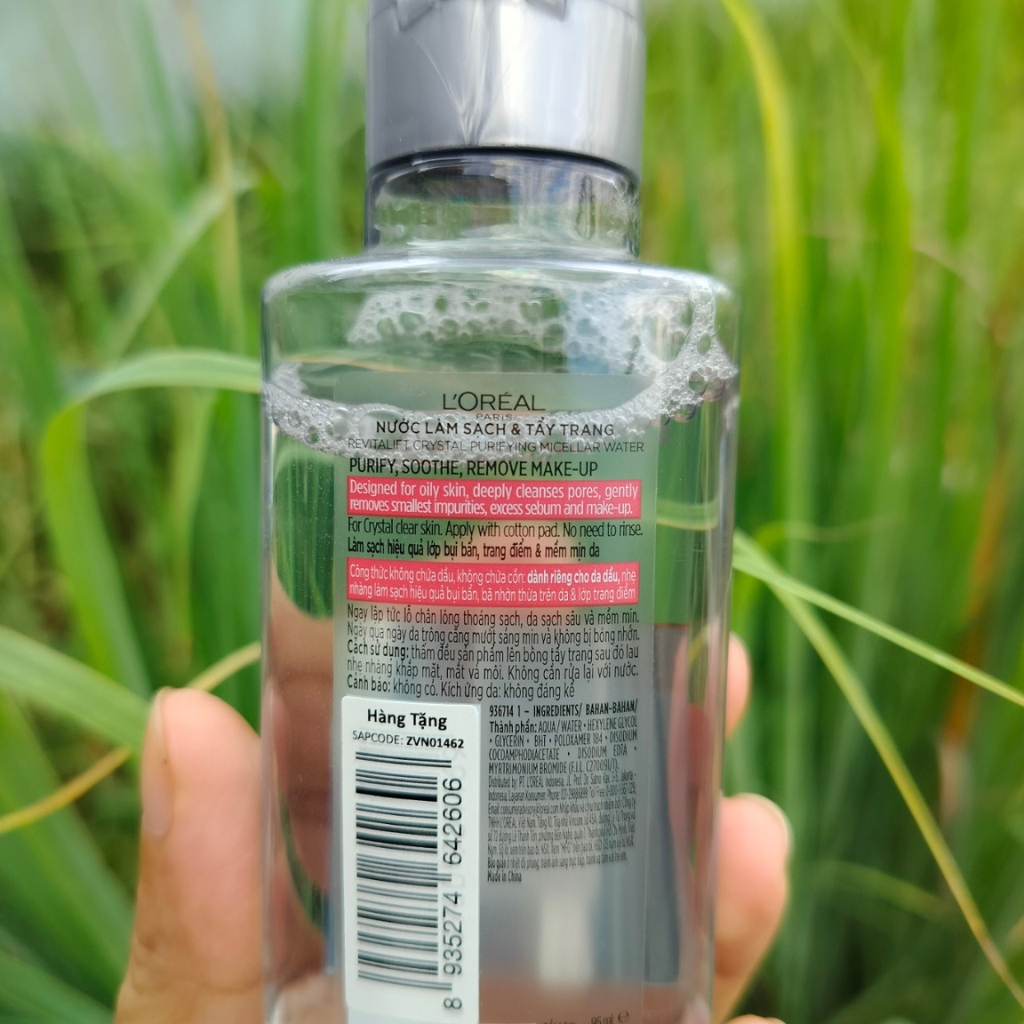 Nước Tẩy Trang LOréal Paris Dành Cho Da Dầu 95ml Revitalift Crystal Purifying Micellar Water- Hàng Tặng