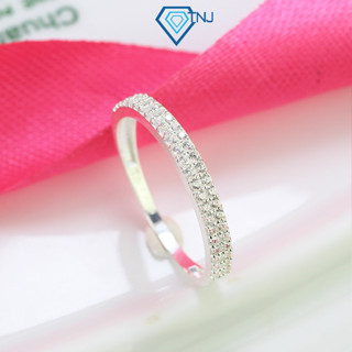 Nhẫn bạc nữ TNJ đính hai hàng đá sang trọng, khắc tên miễn phí NN0416 - Trang Sức TNJ