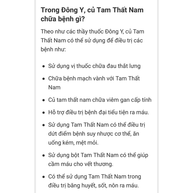 CỦ TAM THẤT NAM TƯƠI