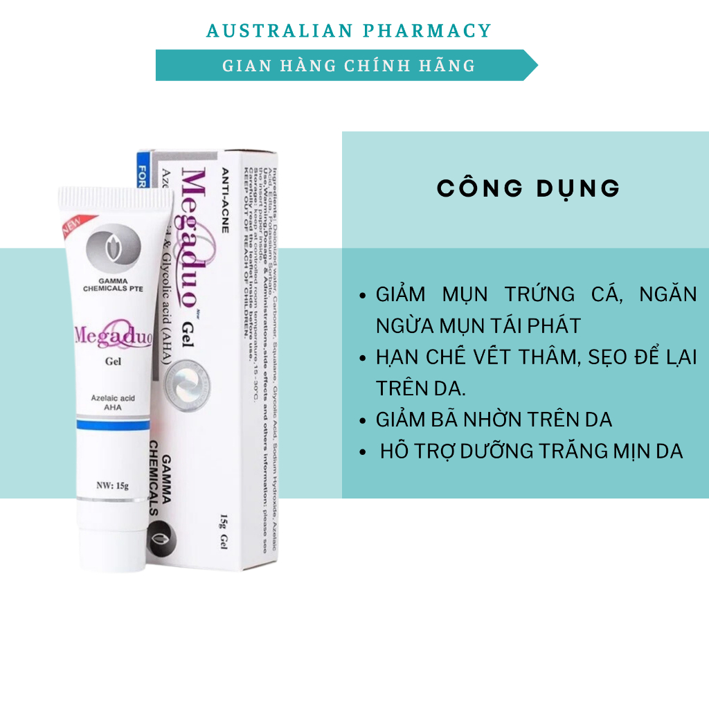 Gel Giảm Mụn Ẩn Và Thâm Gamma Megaduo Gel 15 gram Chính Hãng