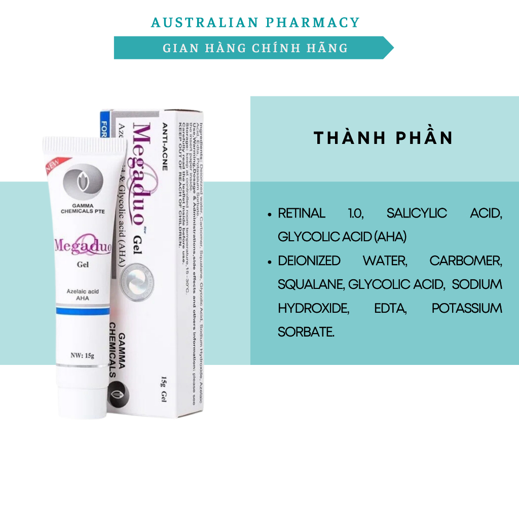Gel Giảm Mụn Ẩn Và Thâm Gamma Megaduo Gel 15 gram Chính Hãng