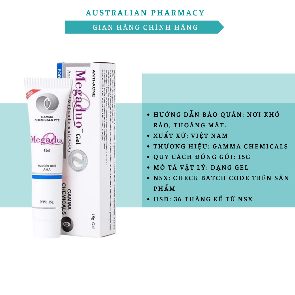 Gel Giảm Mụn Ẩn Và Thâm Gamma Megaduo Gel 15 gram Chính Hãng
