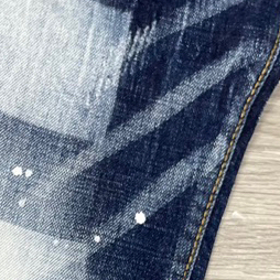 Quần Jean Nam Xanh In Chữ Icon đen Vẩy Sơn Quần Bò DSQUARED Vẩy Sơn Xanh Sáng Chất Co Giãn Phối Loang