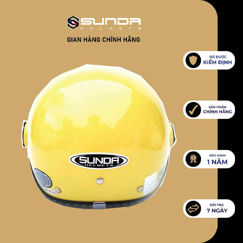 Mũ bảo hiểm nửa đầu có kính Sunda 180B trơn (nhiều màu)