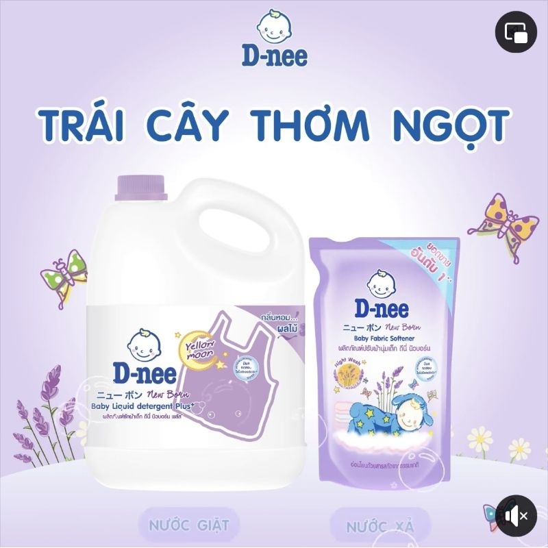 Nước giặt Dnee 3000ML giặt xả quần áo cho bé sơ sinh