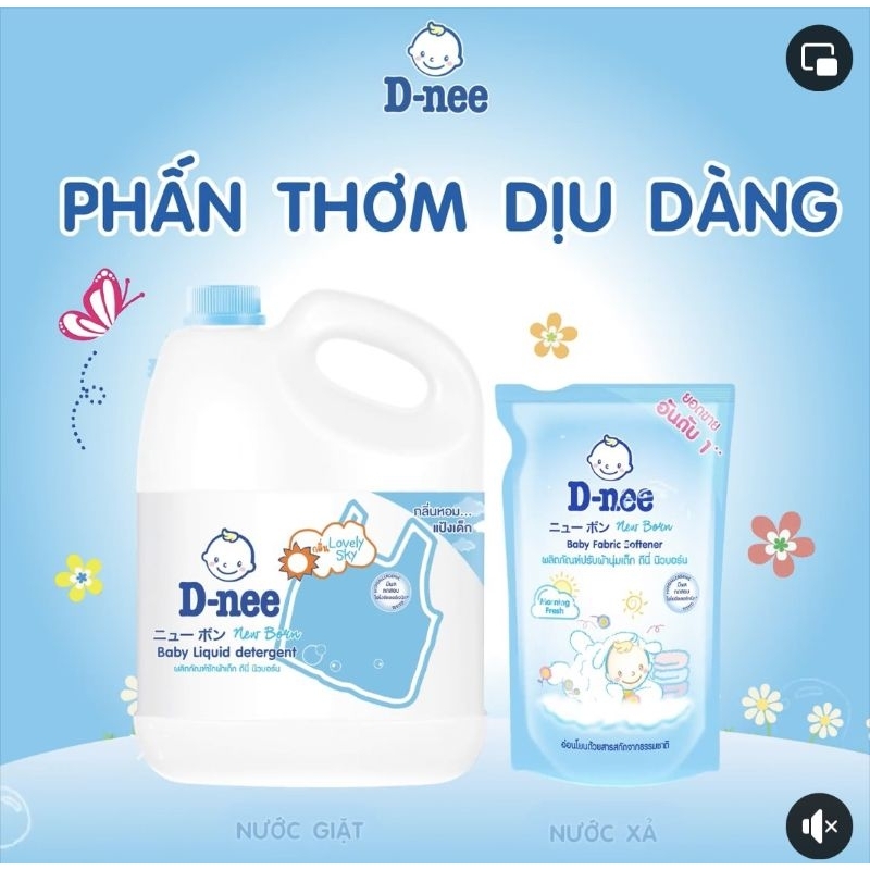 Nước giặt Dnee 3000ML giặt xả quần áo cho bé sơ sinh
