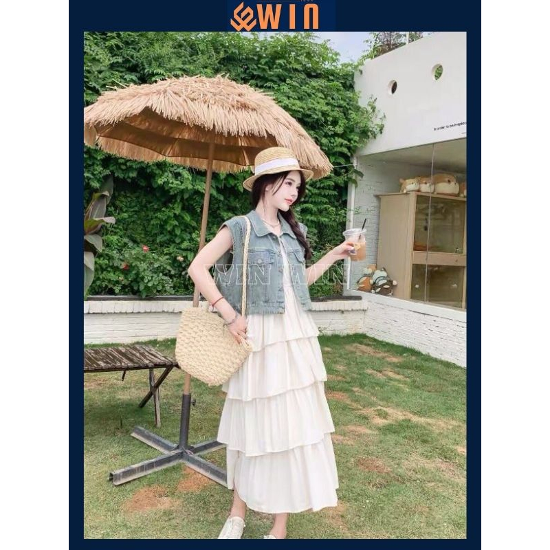 Áo gile jean croptop xanh trơn túi hộp, áo khoác jean nữ ngắn tay croptop chất bò dày dặn phong cách ulzzang hàn quốc