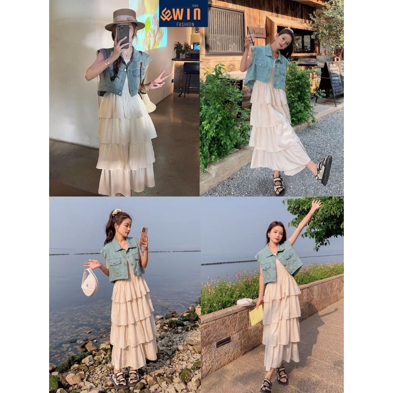 Áo gile jean croptop xanh trơn túi hộp, áo khoác jean nữ ngắn tay croptop chất bò dày dặn phong cách ulzzang hàn quốc