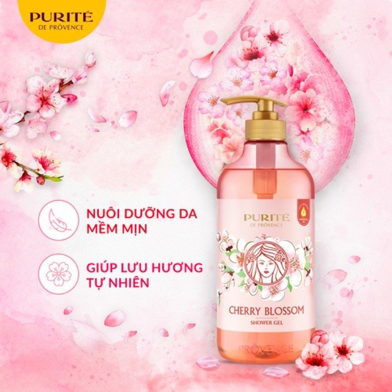 Sữa Tắm Thiên Nhiên Purite Hoa Anh Đào/ Hoa Hồng 1,1L