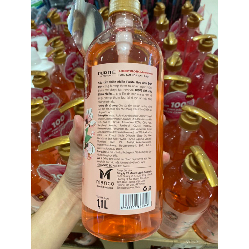 Sữa Tắm Thiên Nhiên Purite Hoa Anh Đào/ Hoa Hồng 1,1L
