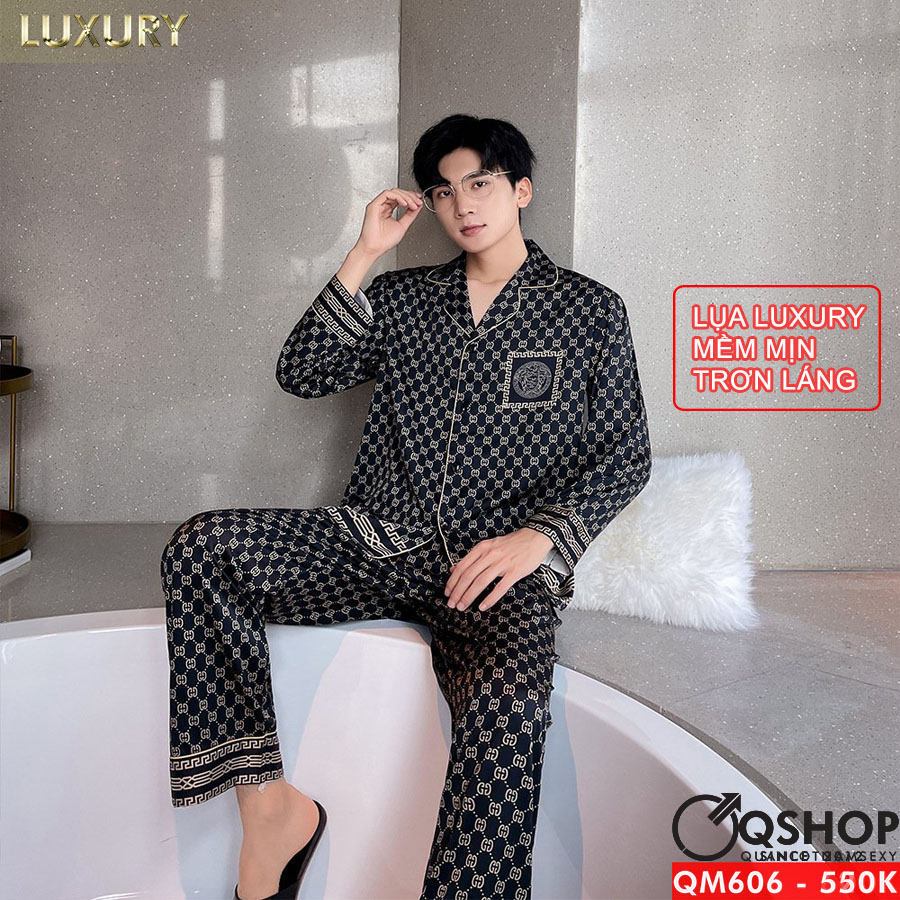 Bộ đồ ngủ pijama nam lụa luxury mềm mịn trơn láng sang trọng mặc nhà mặc ngủ thoải mái QSHOP - QM604 - QM605 - QM606